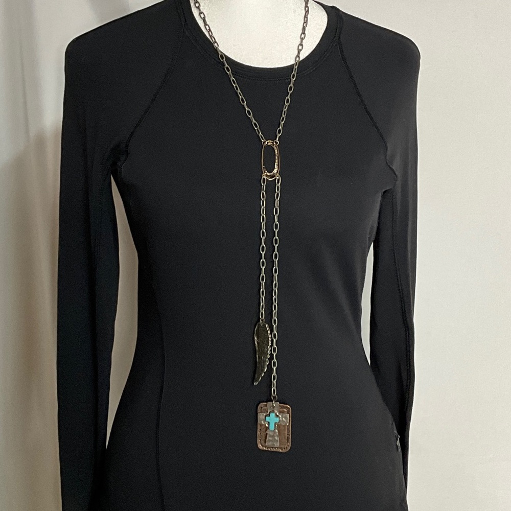 Silver and Turquoise Charm Necklace